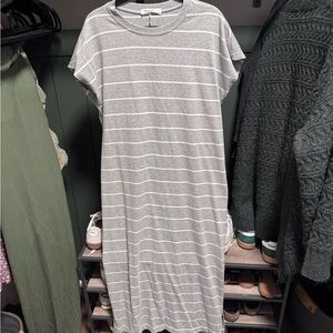 Elegant Gray Striped Maxi Dress